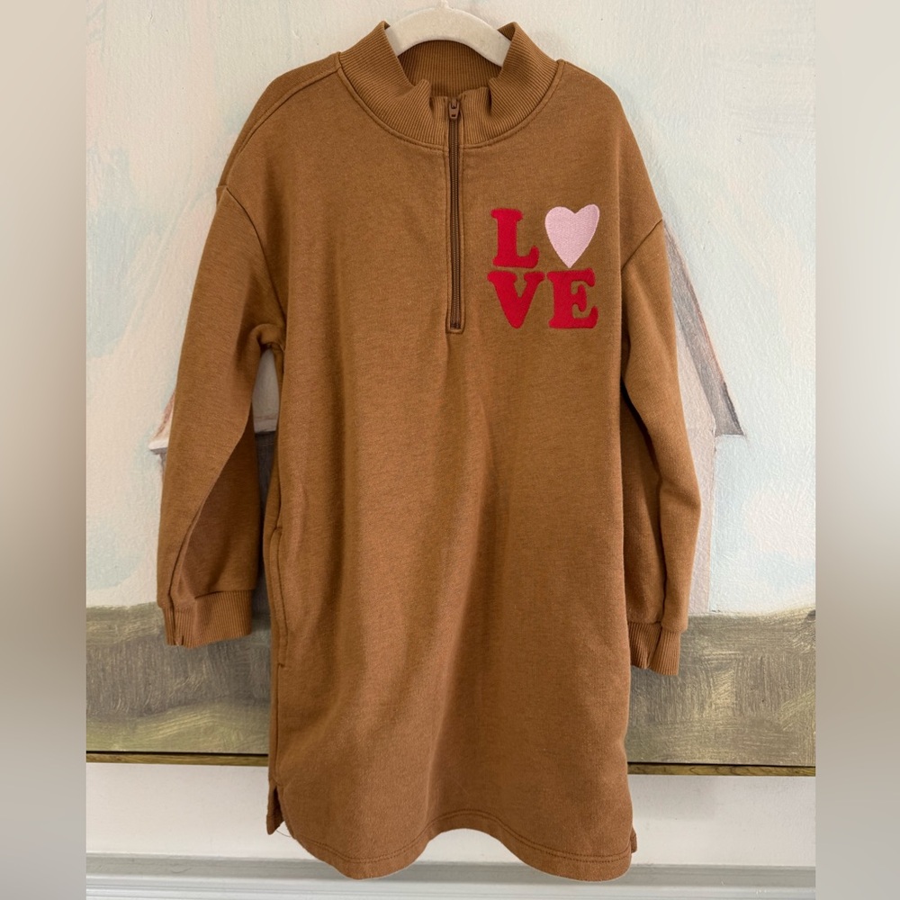 OLD NAVY Long-Sleeve Quarter-Zip Sweatshirt Dress for Baby Girls Size 4